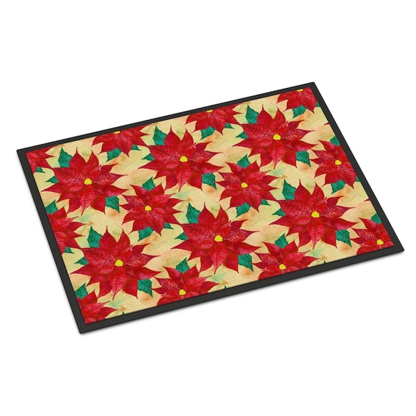 Carolines Treasures Poinsetta Christmas Indoor or Outdoor Mat, 24 x 36 in. BB7485JMAT - main